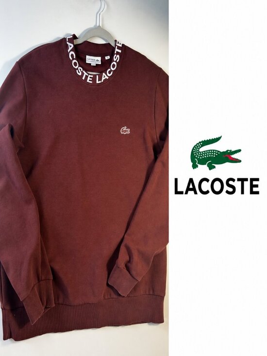 Lacoste Other - Lacoste Classic Fit Logo Collar Crewneck Sweatshirt – Burgundy/Wine – Men’s Size